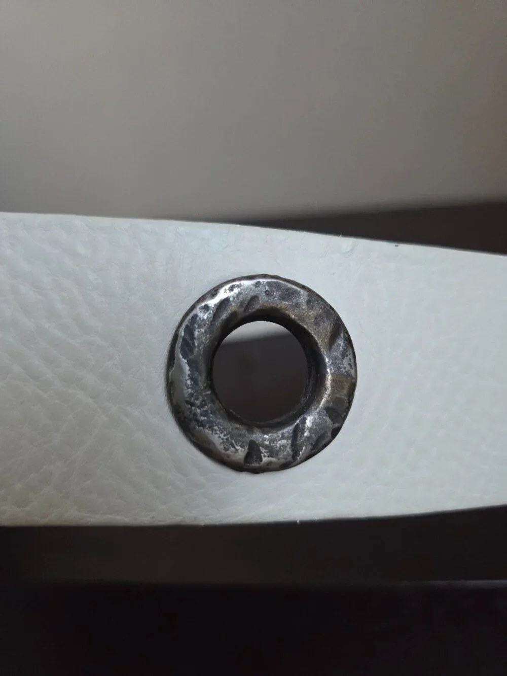 Garuglieri Made in Italy Leather White Belt Hammered Buckle Women's XL Boho